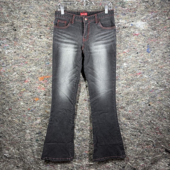 Vintage Apple Bottom Jeans Womens 30 Low Rise‎ Flare Y2K Dark 90s Embroidered - Picture 1 of 15